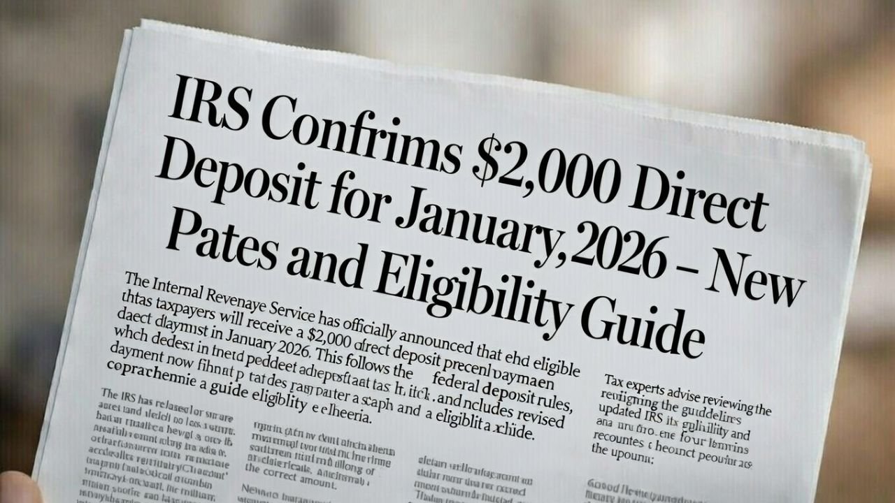 IRS Confirms $2,000 Direct Deposit for January 2026? New Payment Dates and Eligibility Explained