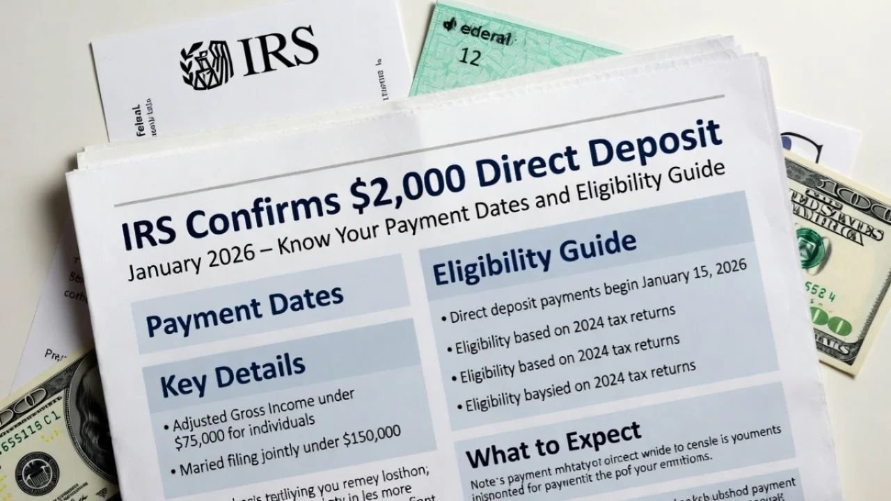 IRS Confirms $2,000 Direct Deposit for January 2026 – Payment Dates and Eligibility Guide